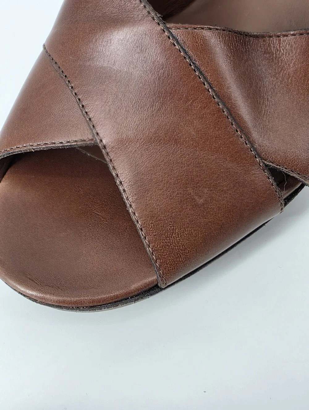Brighton Vogue Brown Leather Sandals Heels, Sz 9.5